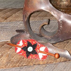 Vintage Beaded Hair Clip with Stick